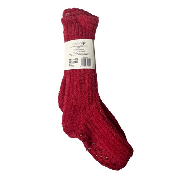 West Loop Snuggly Slipper Socks Womens OS Red New Non Skid - Picture 2 of 6